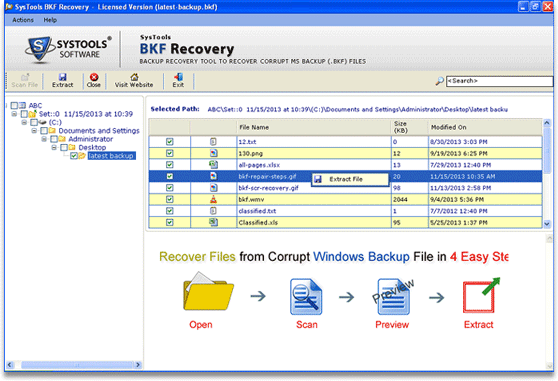 advanced bkf repair software, bkf recovery tool, restore windows XP data in windows 7, ms bkf restore tool, recover bkf file, wi